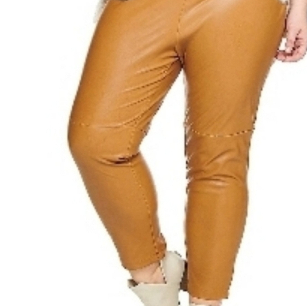 Plus Size Faux Leather Leggings Brown Pull On High Rise 0X 1X 4X NWT - Picture 4 of 5
